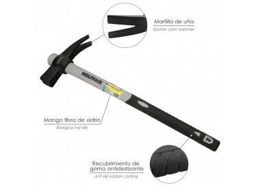 Martillo Encofrador Magentico Fibra Vidrio Mango Fibra Vidrio Con Empuñadura Antideslizante. 700 Gramos 50 cm.