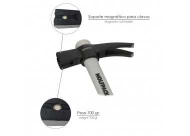Martillo Encofrador Magentico Fibra Vidrio Mango Fibra Vidrio Con Empuñadura Antideslizante. 700 Gramos 50 cm.