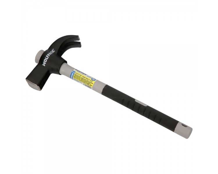 Martillo Uña Mango Fibra Vidrio Mango Fibra Vidrio Con Empuñadura Antideslizante. 600 Gramos 33 cm.