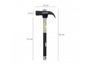 Martillo Uña Mango Fibra Vidrio Mango Fibra Vidrio Con Empuñadura Antideslizante. 600 Gramos 33 cm.