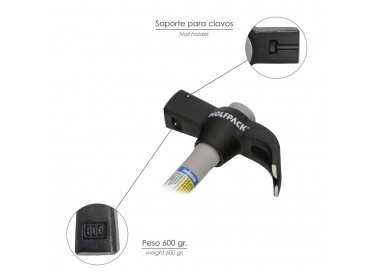 Martillo Uña Mango Fibra Vidrio Mango Fibra Vidrio Con Empuñadura Antideslizante. 600 Gramos 33 cm.