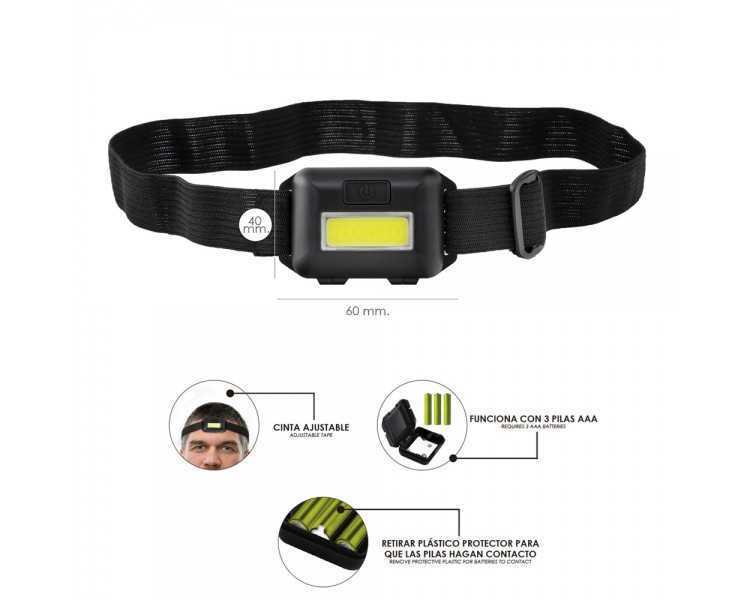 Linterna Led Frontal Cabeza Ajustable 120 Lumenes, 3 Modos, Cinta Ajustable, 3 Baterias AAA Incluidas