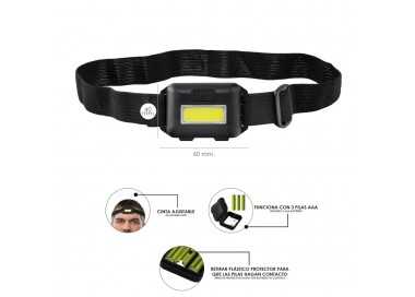 Linterna Led Frontal Cabeza Ajustable 120 Lumenes, 3 Modos, Cinta Ajustable, 3 Baterias AAA Incluidas