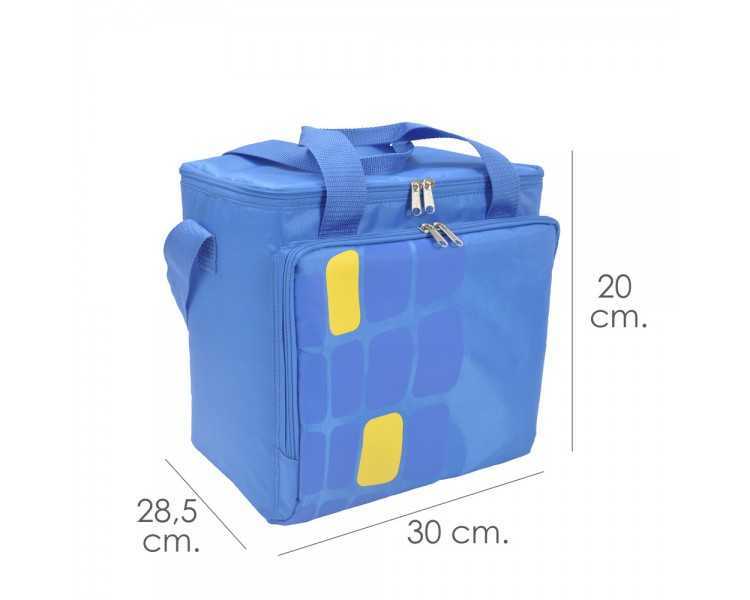 Bolsa Termica Porta Alimentos Nevera 15 Litros Forro Interior PEVA, Con Espuma Aislante, Color Azul