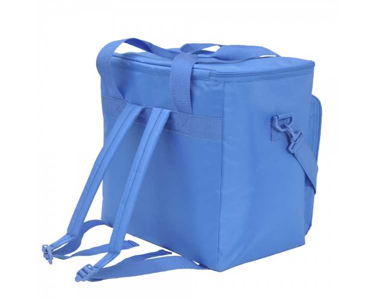 Bolsa / Mochila Termica Porta Alimentos Nevera 15 Litros Forro Interior PEVA, Con Espuma Aislante, Color Azul