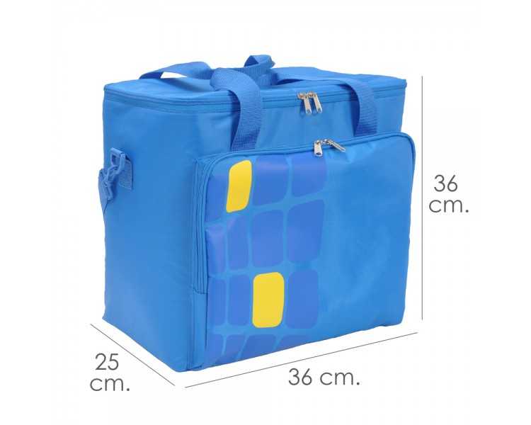 Bolsa / Mochila Termica Porta Alimentos Nevera 15 Litros Forro Interior PEVA, Con Espuma Aislante, Color Azul