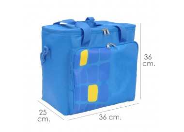 Bolsa / Mochila Termica Porta Alimentos Nevera 15 Litros Forro Interior PEVA, Con Espuma Aislante, Color Azul
