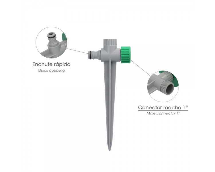 Aspersor Plástico 3 Brazos Con Pincho Con Regulador de Presión.