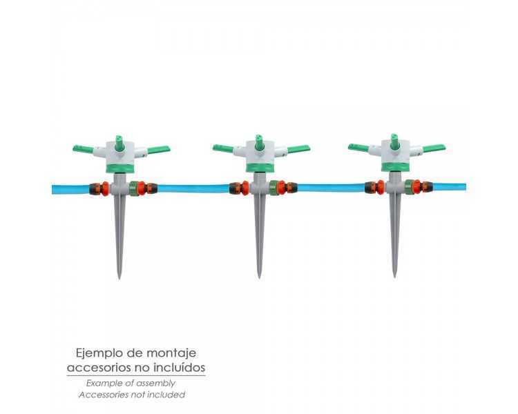 Aspersor Plástico 3 Brazos Con Pincho Con Regulador de Presión.