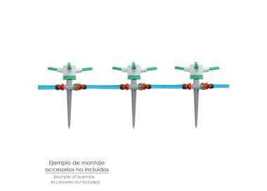 Aspersor Plástico 3 Brazos Con Pincho Con Regulador de Presión.