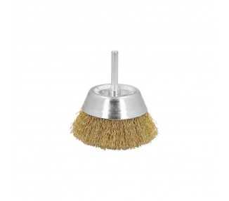 Cepillo Acero Latonado Para Taladro Taza Ø 50 mm. Espiga 1/4" Cepillo Taladro Alambre Latón, Cepillo Limpieza, Cepillo Pulir.
