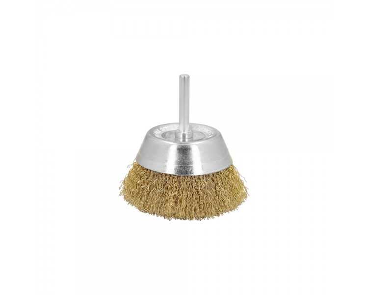 Cepillo Acero Latonado Para Taladro Taza Ø 50 mm. Espiga 1/4" Cepillo Taladro Alambre Latón, Cepillo Limpieza, Cepillo Pulir.