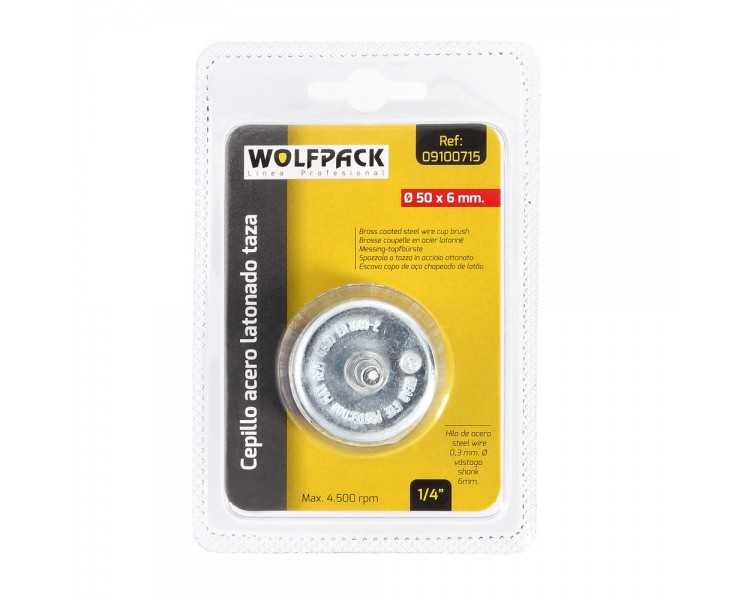 Cepillo Acero Latonado Para Taladro Taza Ø 50 mm. Espiga 1/4" Cepillo Taladro Alambre Latón, Cepillo Limpieza, Cepillo Pulir.