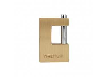 Candado Cuadrado Latón Persiana Ancho 70 mm. Alta Seguridad, Antirrobo Puertas, Contenedores, Trasteros, 2 Llaves