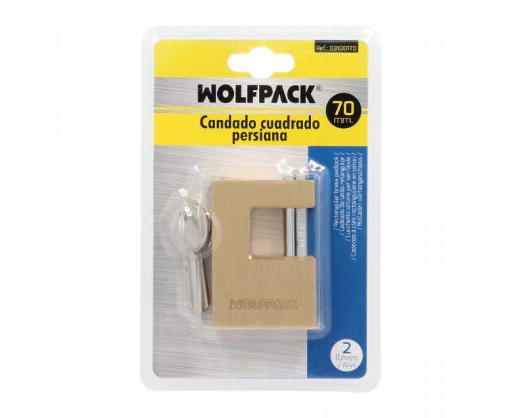 Candado Cuadrado Latón Persiana Ancho 70 mm. Alta Seguridad, Antirrobo Puertas, Contenedores, Trasteros, 2 Llaves