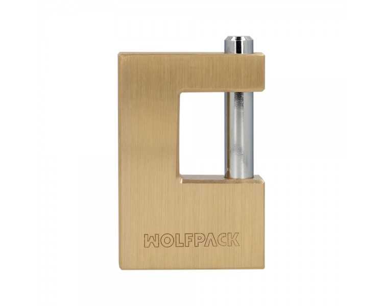 Candado Cuadrado Latón Persiana Ancho 70 mm. Alta Seguridad, Antirrobo Puertas, Contenedores, Trasteros, 2 Llaves