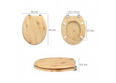 Tapa WC Madera Natural, Tapa Asiento Inodoro, Asiento Para Inodoro Universal, Soporte Ajustable,
