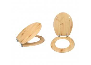Tapa WC Madera Natural, Tapa Asiento Inodoro, Asiento Para Inodoro Universal, Soporte Ajustable,