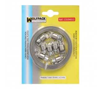 Cinta Abrazadera  cortar Zincada   8 mm.  x 3 m. con 8 tornillos Abrazadera Metalica de Tornillo, Abrazadera Sin Fin