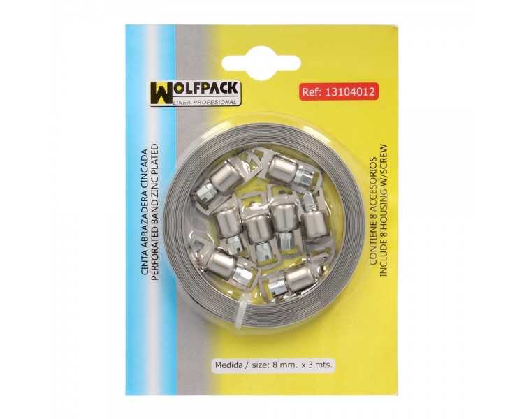 Cinta Abrazadera  cortar Zincada   8 mm.  x 3 m. con 8 tornillos Abrazadera Metalica de Tornillo, Abrazadera Sin Fin