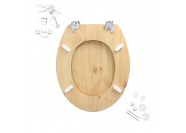 Tapa WC Madera Natural, Tapa Asiento Inodoro, Asiento Para Inodoro Universal, Soporte Ajustable,