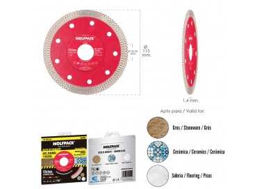 Disco Diamante Ø 115 mm. Porcelanicos, Gres, Ceramica, Solerias. Segmento Diamantado 10 mm.