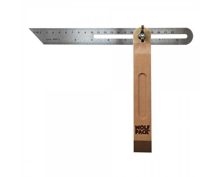 Escuadra Medidora Biselada Con Escala 22 cm. Falsa Escuadra, Escuadra Biselada, Escuadra de Carpintero, Escuadra Combinada
