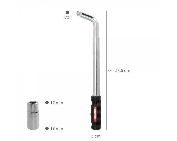 Llave Extensible Para Rueda de Coche 17x19 mm. Llave Cruz, Llave Telescopica Neumaticos,