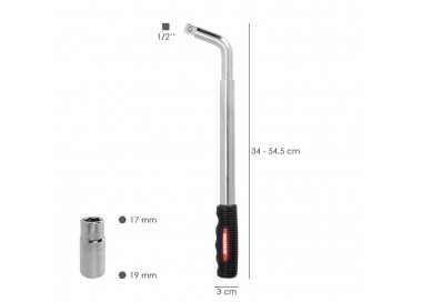 Llave Extensible Para Rueda de Coche 17x19 mm. Llave Cruz, Llave Telescopica Neumaticos,