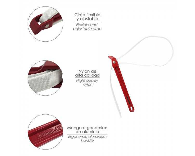 Llave Cinta Nylon Aluminio 30 cm.  Cinta De 98 cm. Llave De Filtro Aceite, Llave Para Tubos, Llave Aflojatodo, Llave De Correa.
