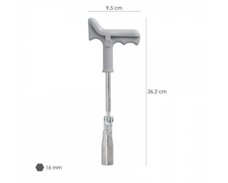 Llave Bujias Articulada 16 mm. Con Mango T
