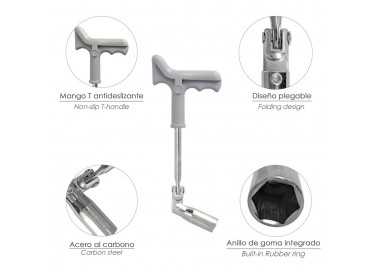 Llave Bujias Articulada 16 mm. Con Mango T