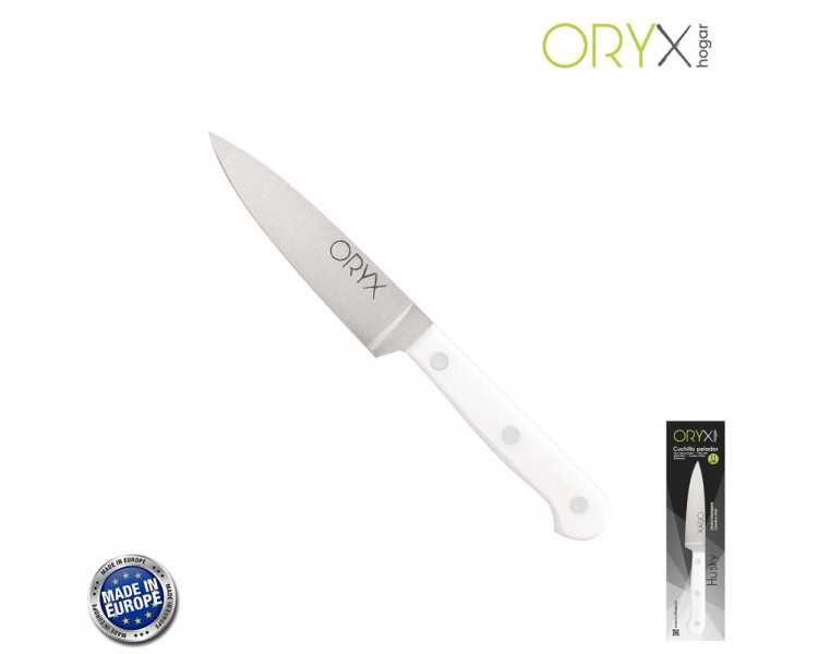 Cuchillo Husky Pelador 11 cm. Hoja Acero Inoxidable, Cuchillo Verduras, Cuchillo Cortar Verduras Mango Ergonomico Blanco