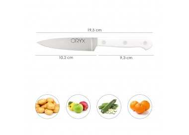 Cuchillo Husky Pelador 11 cm. Hoja Acero Inoxidable, Cuchillo Verduras, Cuchillo Cortar Verduras Mango Ergonomico Blanco