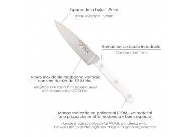 Cuchillo Husky Pelador 11 cm. Hoja Acero Inoxidable, Cuchillo Verduras, Cuchillo Cortar Verduras Mango Ergonomico Blanco