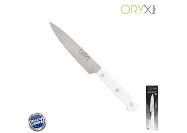 Cuchillo Husky Cocina 13 cm. Hoja Acero Inoxidable, Cuchillo Carne, Cuchillo Pescado, Cuchillo Chef, Mango Ergonomico Blanco
