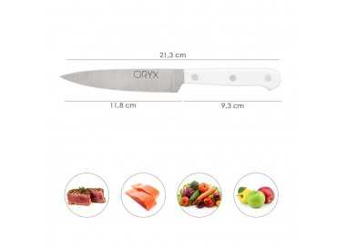Cuchillo Husky Cocina 13 cm. Hoja Acero Inoxidable, Cuchillo Carne, Cuchillo Pescado, Cuchillo Chef, Mango Ergonomico Blanco