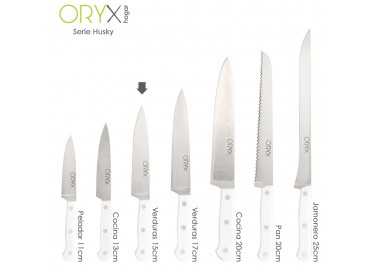 Cuchillo Husky Verduras 15 cm. Hoja Acero Inoxidable, Cuchillo Verduras, Cuchillo Cortar Verduras Mango Ergonomico Blanco
