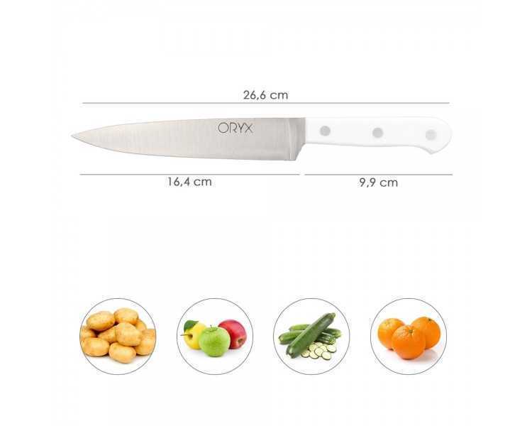 Cuchillo Husky Verduras 17 cm. Hoja Acero Inoxidable, Cuchillo Verduras, Cuchillo Cortar Verduras Mango Ergonomico Blanco