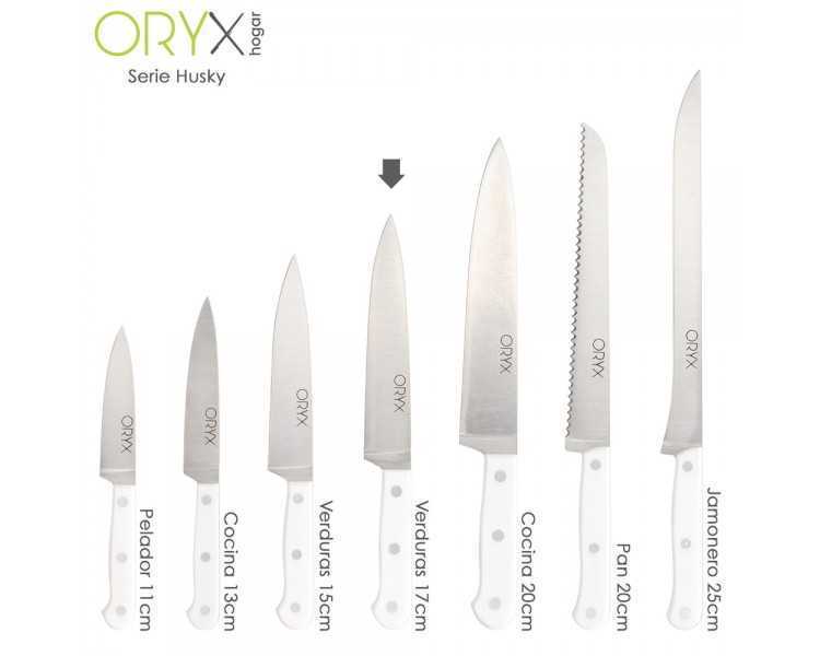 Cuchillo Husky Verduras 17 cm. Hoja Acero Inoxidable, Cuchillo Verduras, Cuchillo Cortar Verduras Mango Ergonomico Blanco