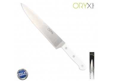 Cuchillo Husky Cocina 20 cm. Hoja Acero Inoxidable, Cuchillo Carne, Cuchillo Pescado, Cuchillo Chef, Mango Ergonomico Blanco