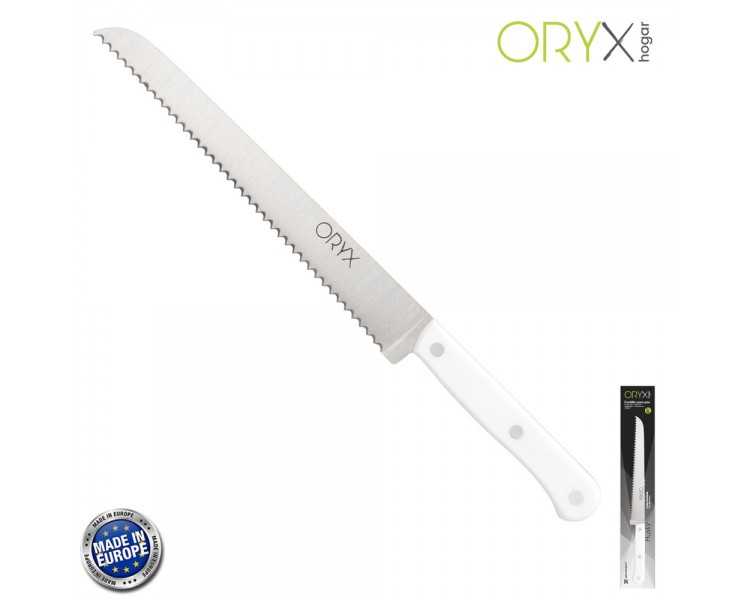 Cuchillo Husky Panero 21 cm. Hoja Acero Inoxidable, Cuchillo Pan , Cuchillo Cortar Pan Mango Ergonomico Blanco