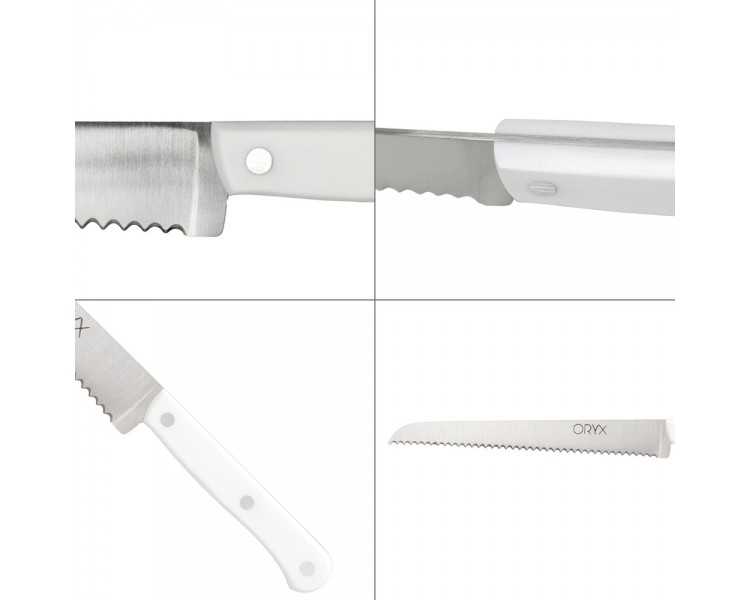 Cuchillo Husky Panero 21 cm. Hoja Acero Inoxidable, Cuchillo Pan , Cuchillo Cortar Pan Mango Ergonomico Blanco