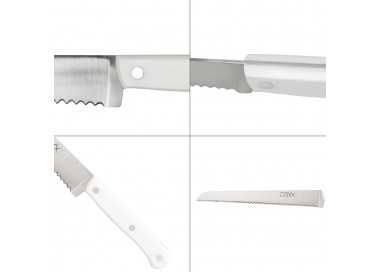 Cuchillo Husky Panero 21 cm. Hoja Acero Inoxidable, Cuchillo Pan , Cuchillo Cortar Pan Mango Ergonomico Blanco
