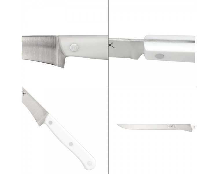 Cuchillo Husky Jamonero 25 cm. Hoja Acero Inoxidable, Cuchillo Jamon, Cuchillo Cortar Jamon Mango Ergonomico Blanco