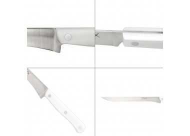 Cuchillo Husky Jamonero 25 cm. Hoja Acero Inoxidable, Cuchillo Jamon, Cuchillo Cortar Jamon Mango Ergonomico Blanco