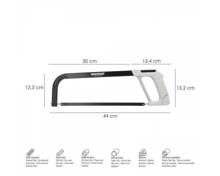 Arco Sierra Acero Con Empuñadura de Aluminio Angulo Corte Ajustable. Corta Acero, Aluminio, Madera, Plastico, Cobre