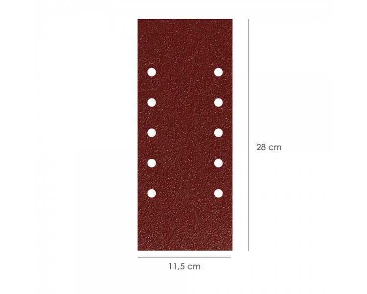 Lija Recambio Con Velcro 115x280 mm. con Agujeros Grano  80 (10 Piezas)