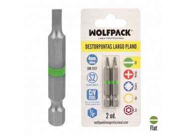 Puntas Destornillador Largo Plano 4 mm. (2 Piezas). Acero S2 al Cromo Vanadio. Puntas Hexagonales, Destorpuntas,