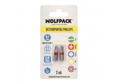 Puntas Destornillador Phillips Nº 3 (2 Piezas). Acero S2 al Cromo Vanadio. Puntas Hexagonales, Destorpuntas,